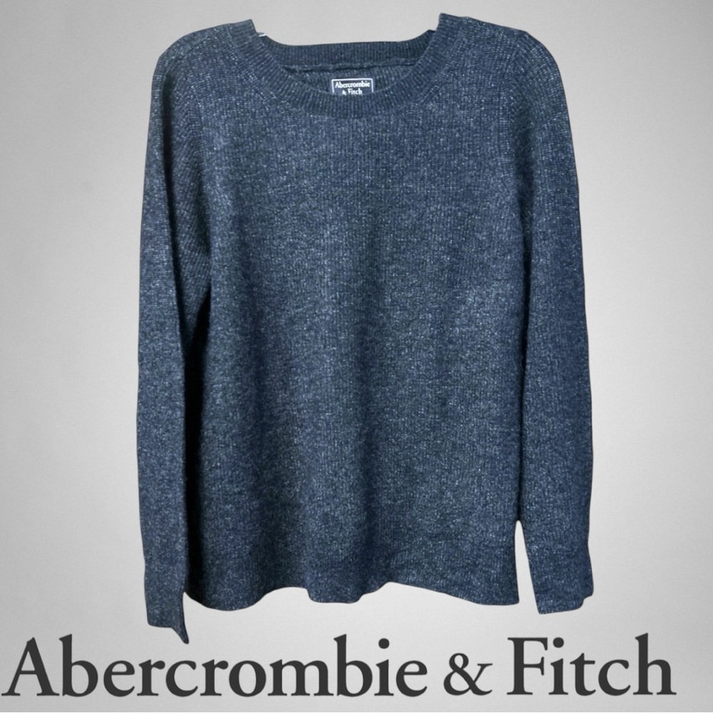 ABERCROMBIE FITCH SWEATER KNIT WOMENS MED. BLUE PULLOVER LONG SLEEVE BACK SLIT